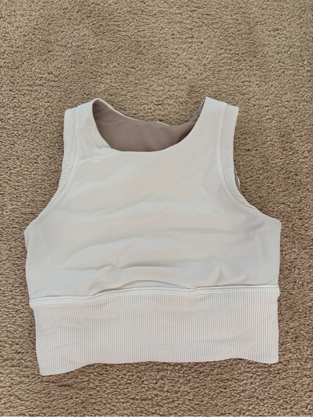 Lululemon Size 6 Cream Ribbed Sleeveless Crop Top